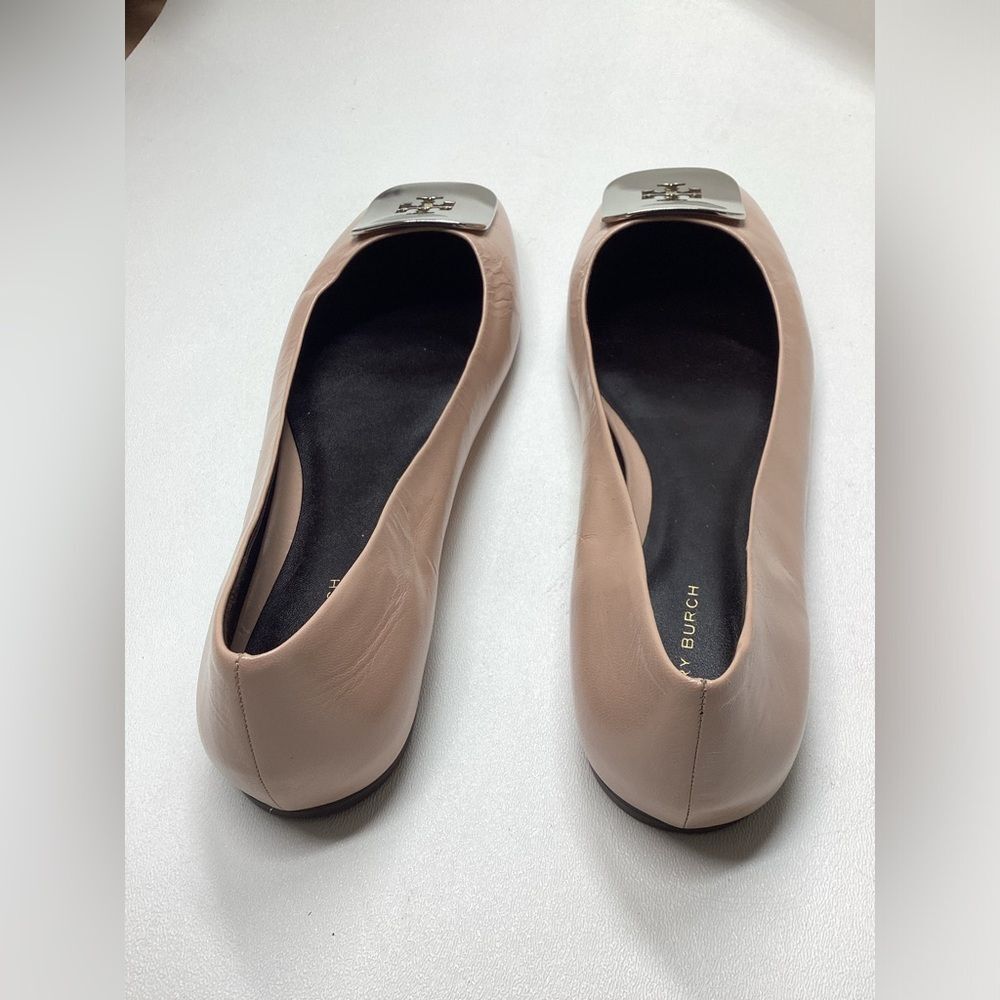 Tory Burch Georgia Leather Ballerina Pink Shoes Size 10.5 - Picture 5 of 12